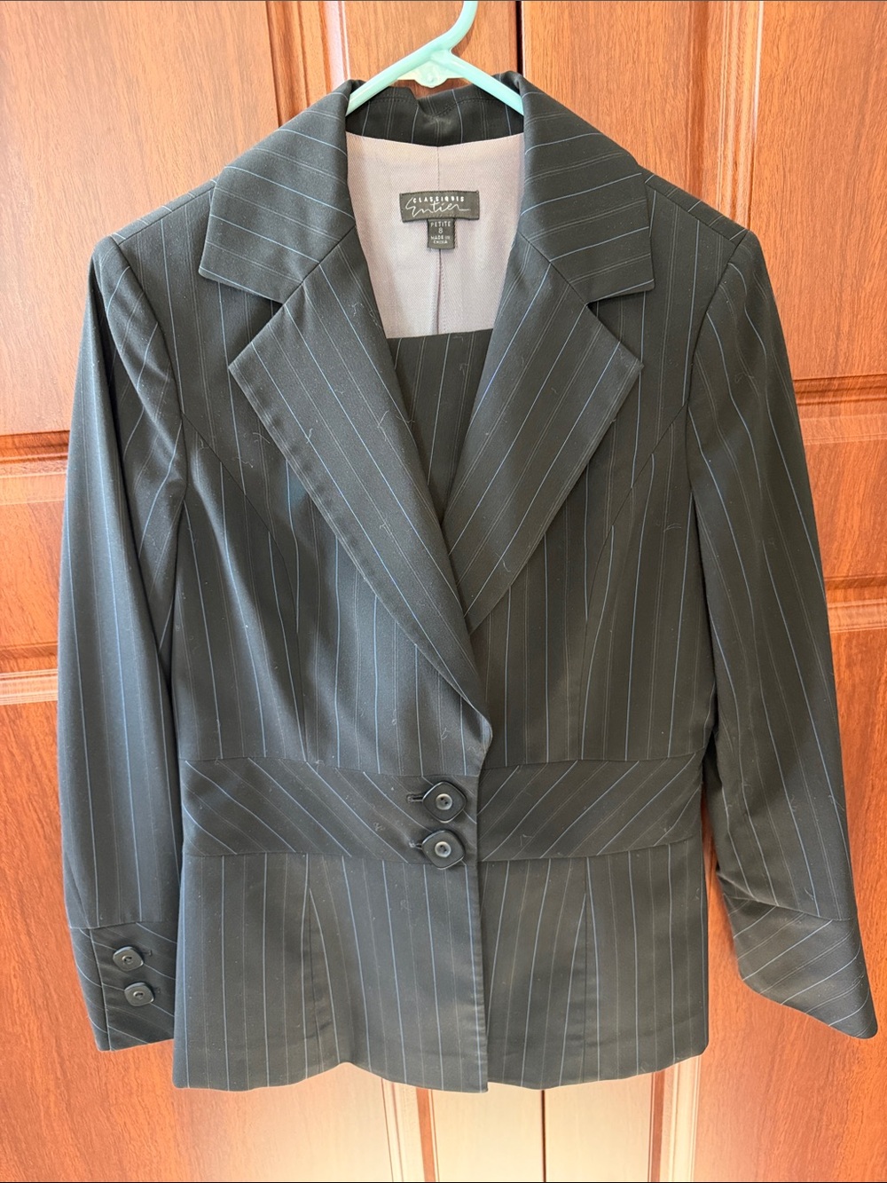 Calvin Klein Women's Navy Pinstripe Tailored Pant Suit Size 8P